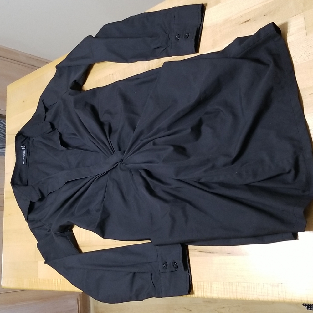 Pretty Little Thing Black Mini Dress Large V Neck Long Sleeve